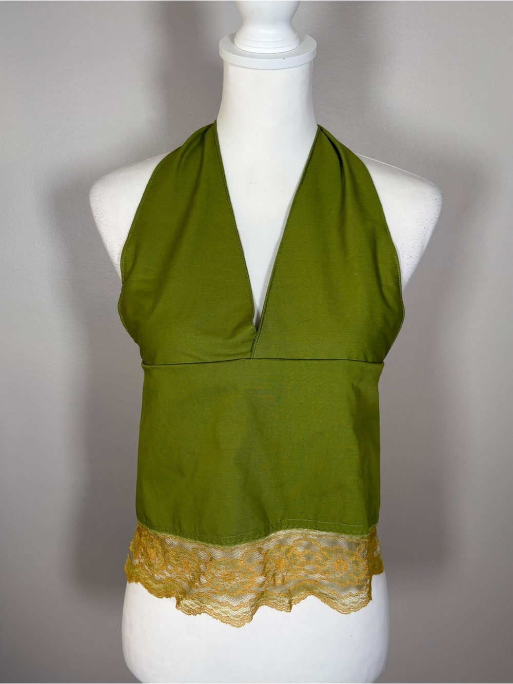 Handmade y2k green lace halter top